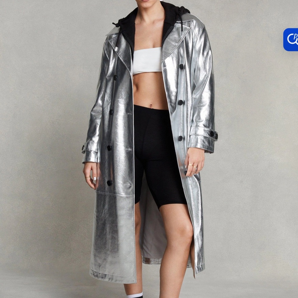 Nastygal Silver Metallic Trench Coat